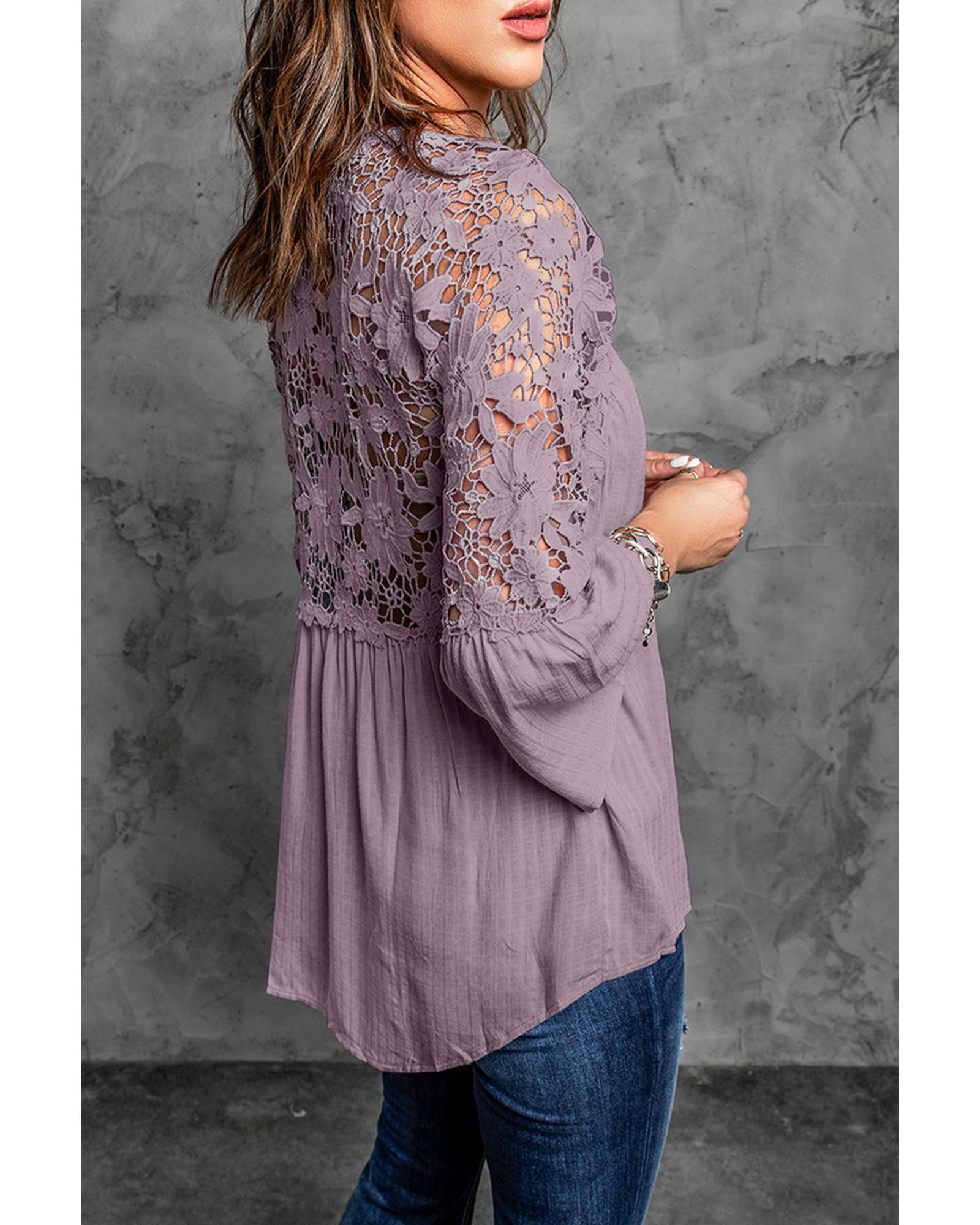 Azura Exchange Lace Button Top - 4XL