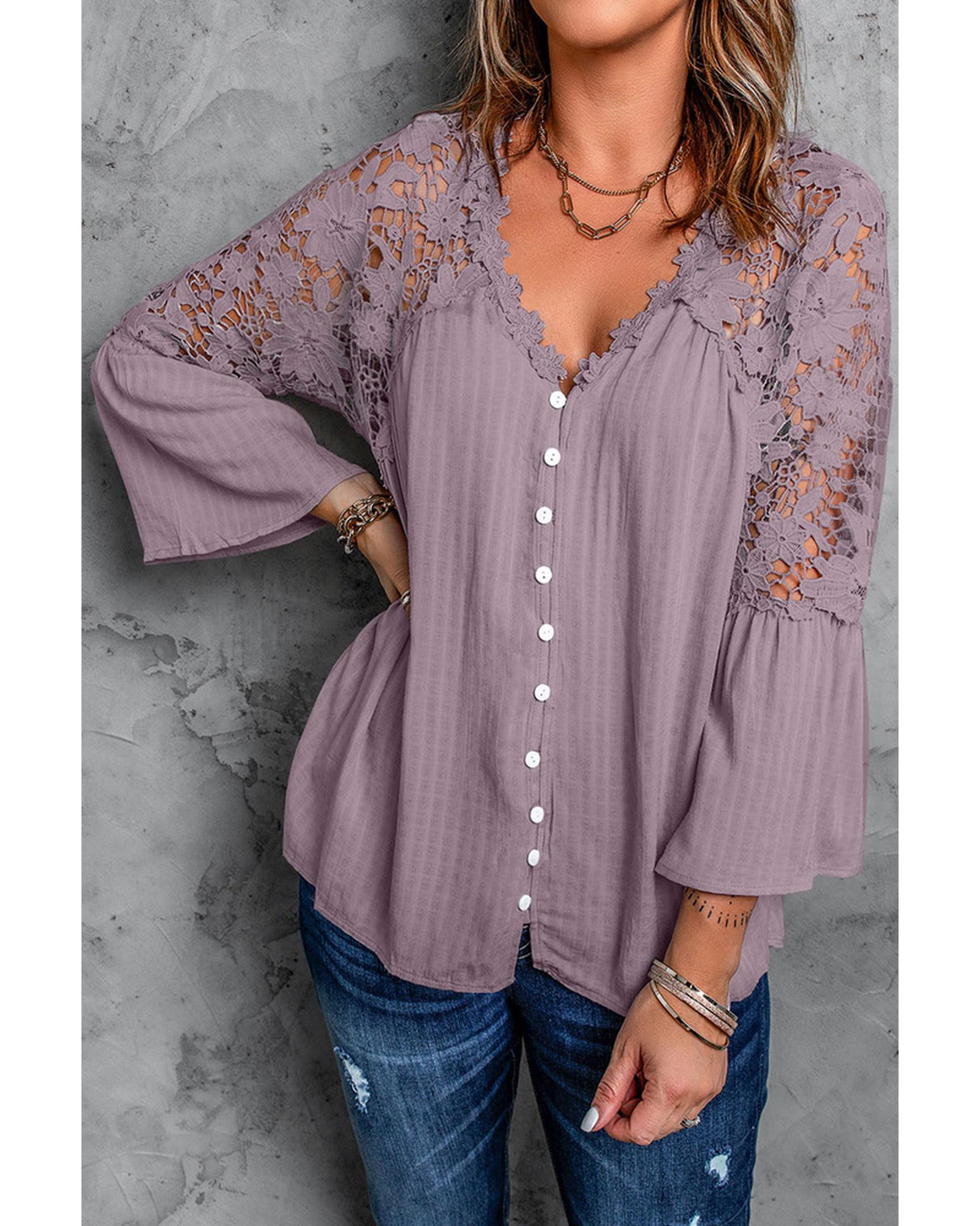 Azura Exchange Lace Button Top - L Main image