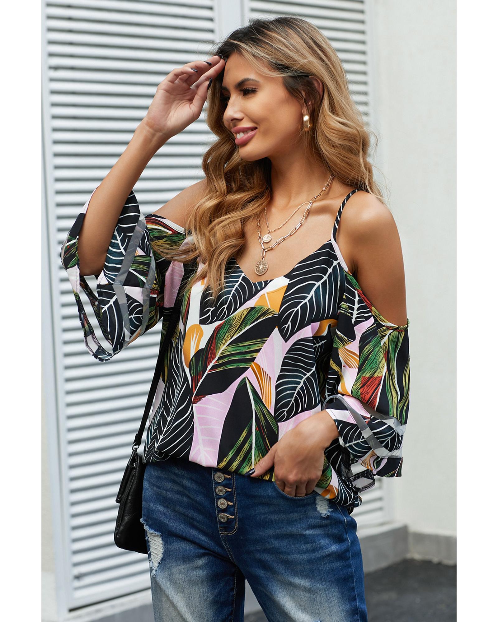 Azura Exchange Cold Shoulder Blouse - M Secondary image