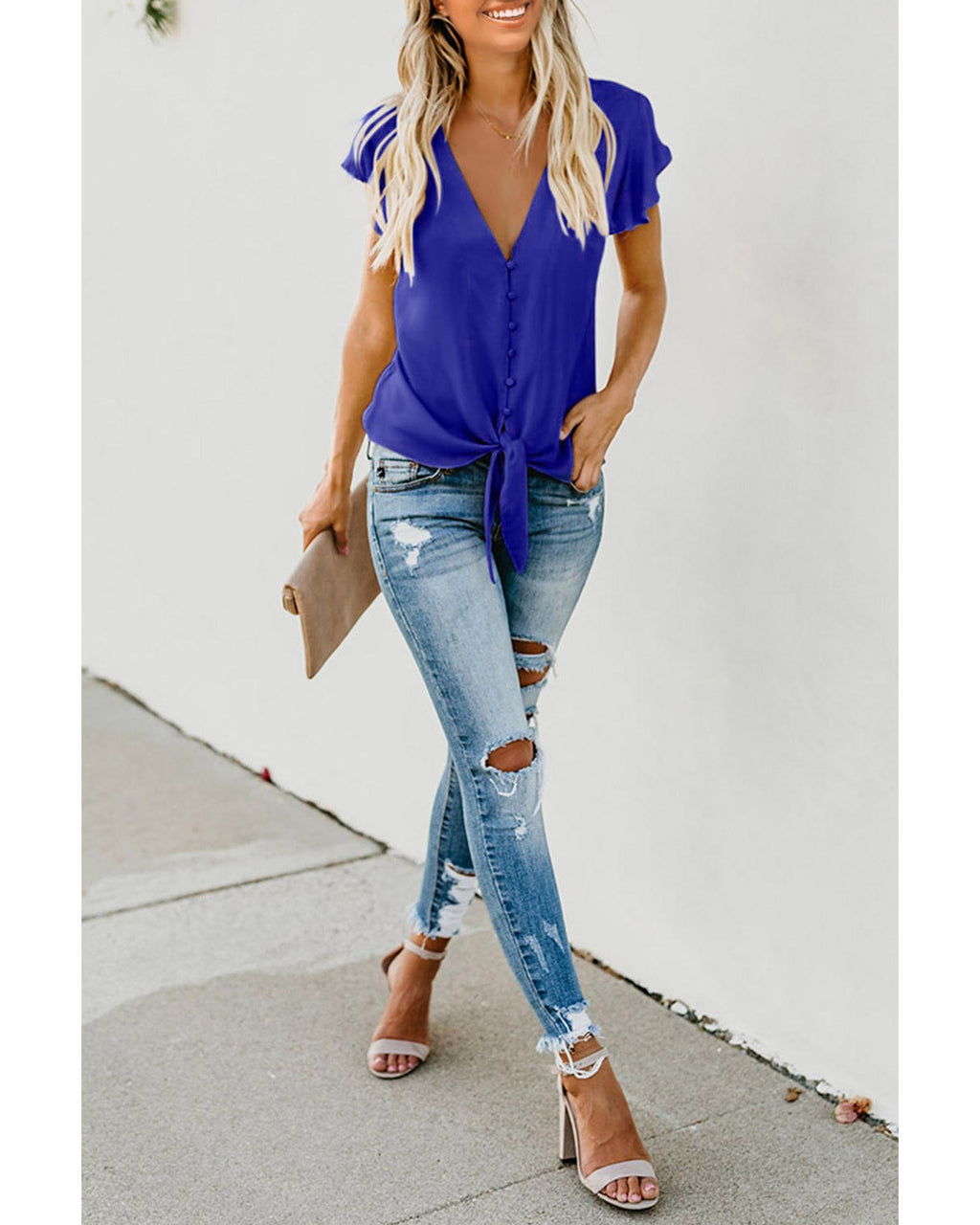 Azura Exchange Button Tie Top - M