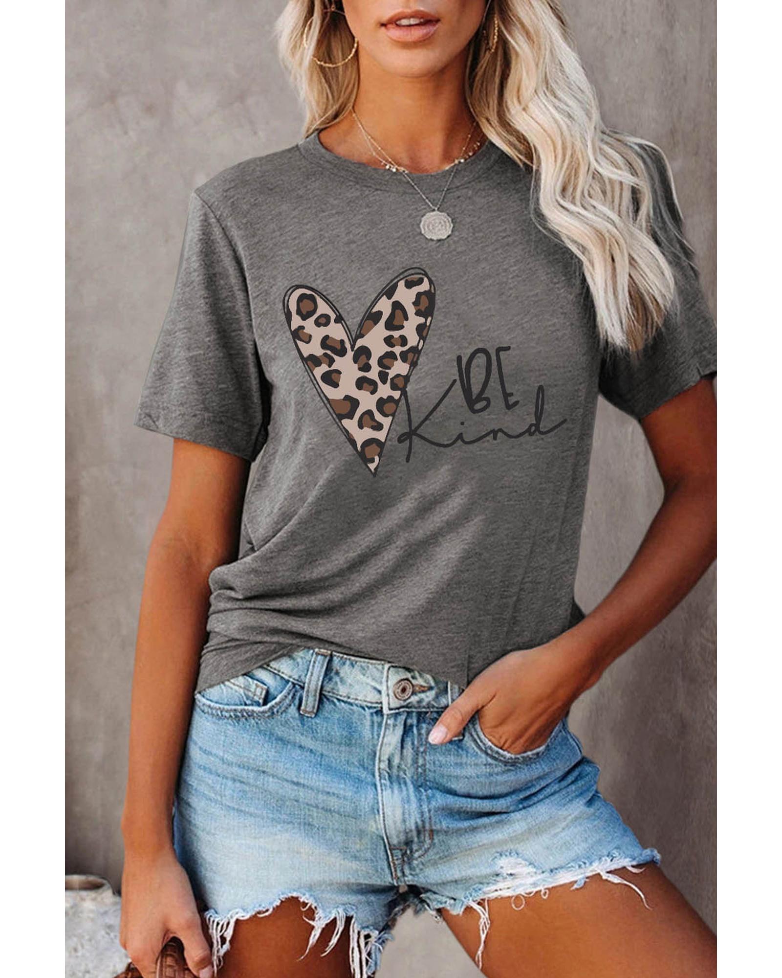 Azura Exchange Leopard Heart Shape Print Short Sleeve T-shirt - 2XL Main image