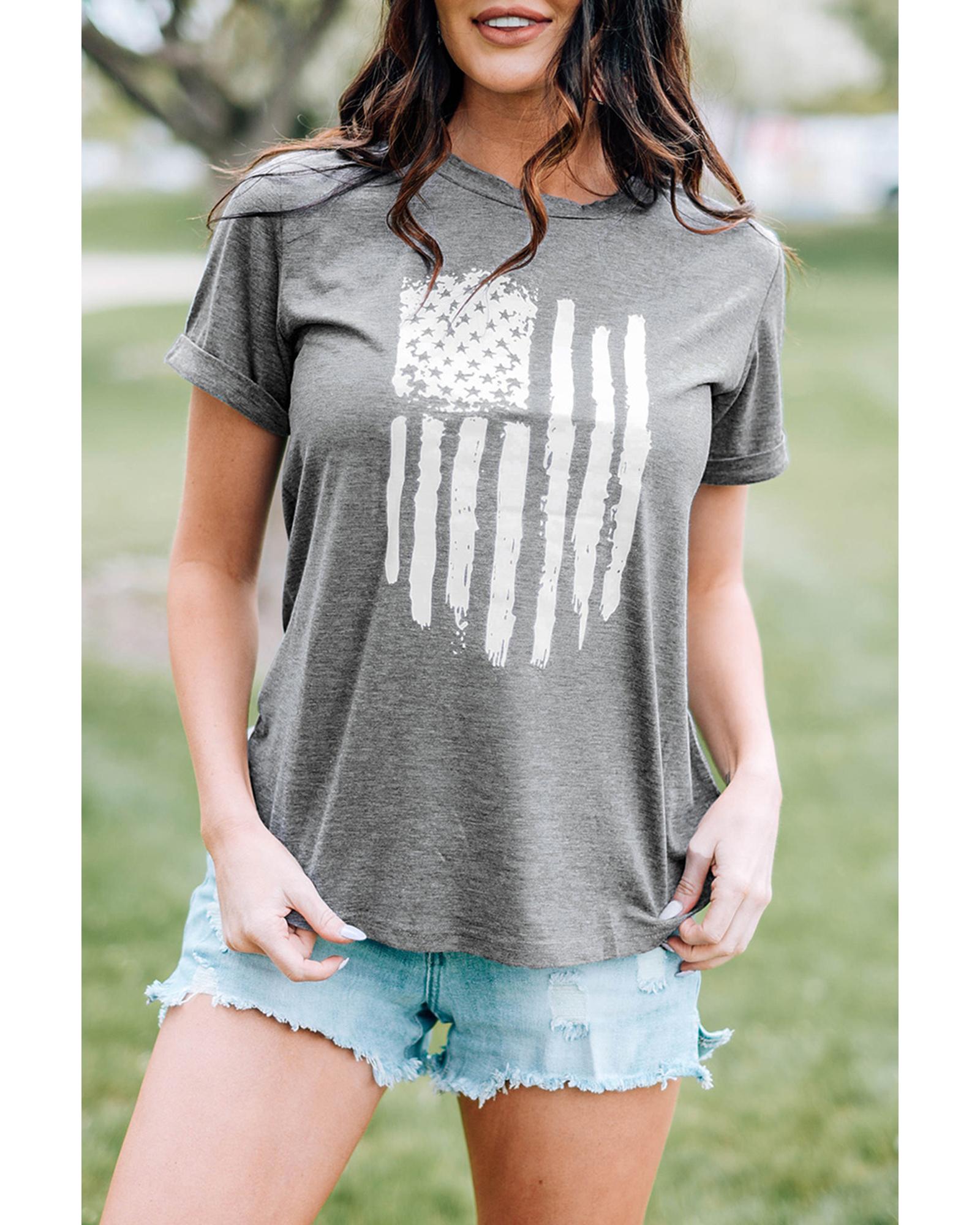 Azura Exchange Flag Print Short Sleeve Crewneck T-shirt - XL Main image