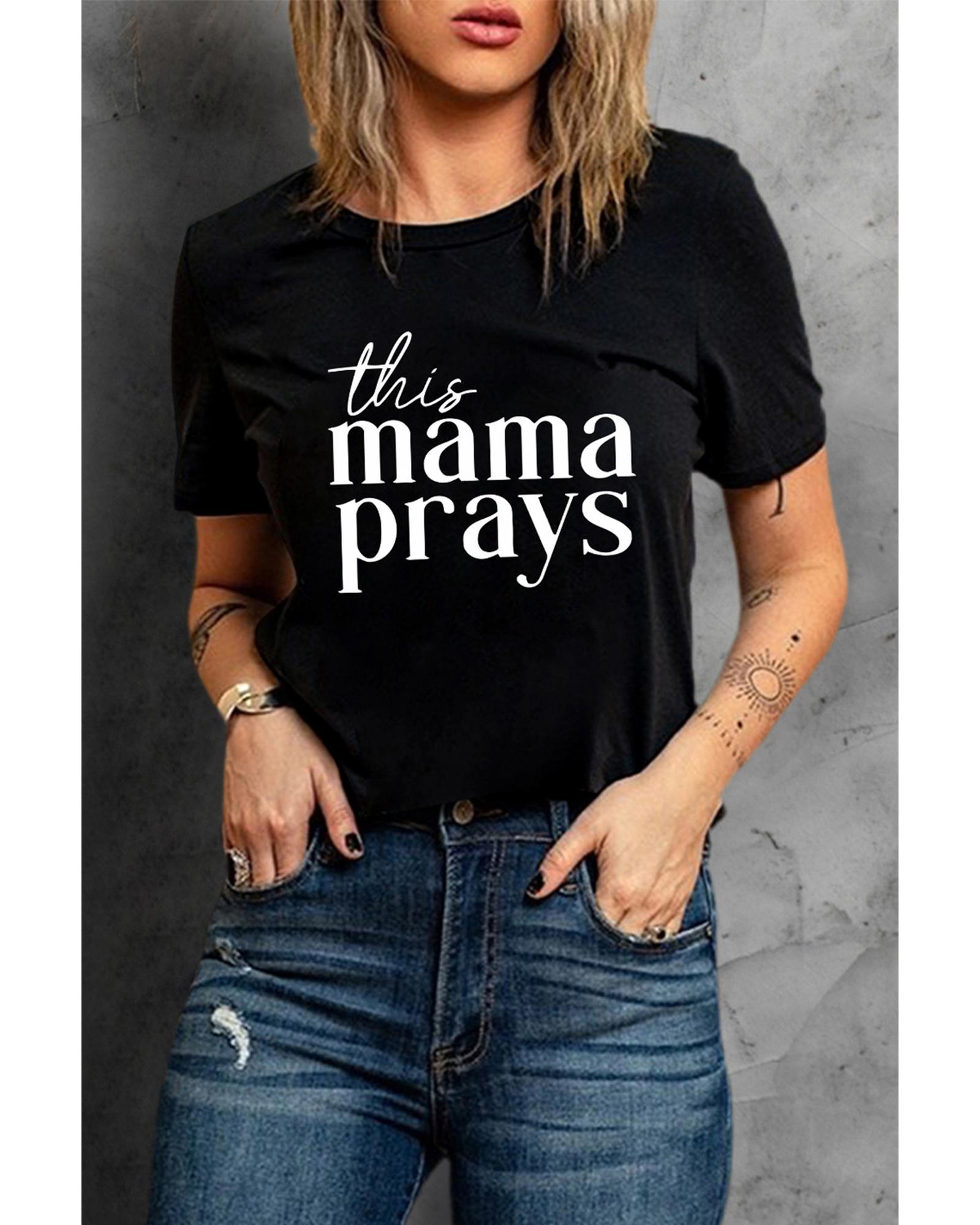 Azura Exchange Mama Prays Letters Print Plain Tee - L Main image