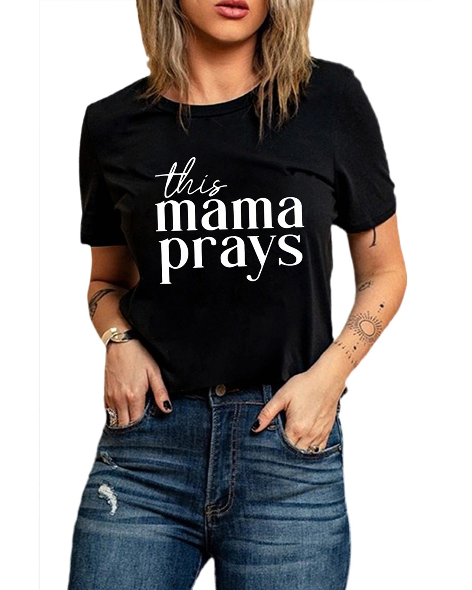Azura Exchange Mama Prays Letters Print Plain Tee - M Secondary image