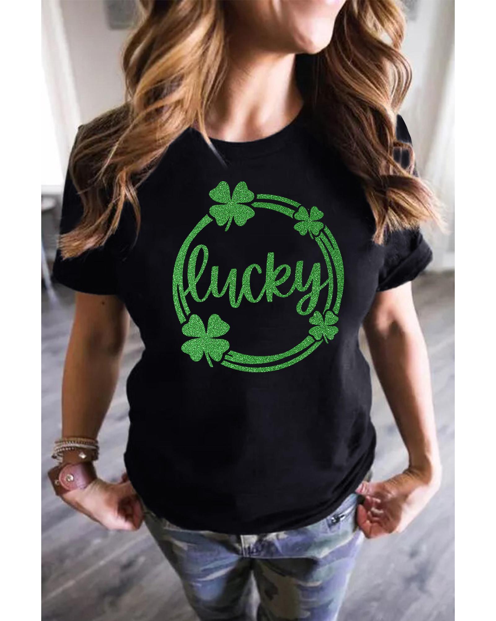 Azura Exchange Sequin Lucky Clover Print T-shirt - 2XL Secondary image