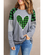 Azura Exchange Plaid Heart Color Block Long Sleeve Top - M