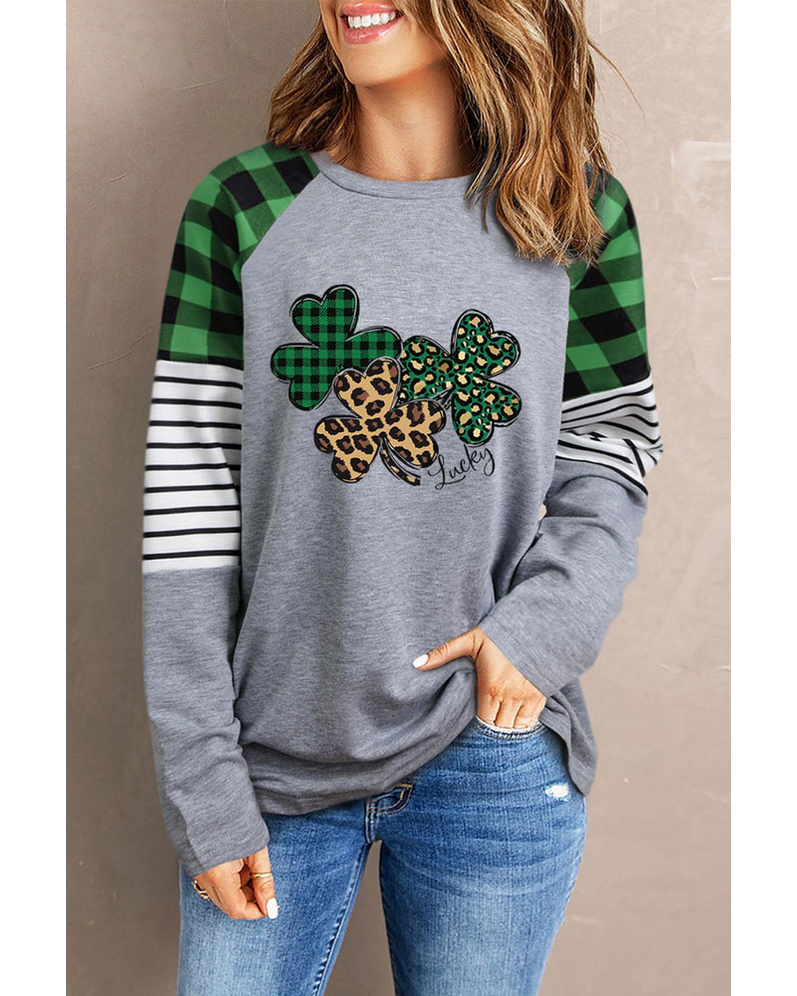 Azura Exchange Plaid Striped Sleeve Top - M Main image