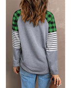 Azura Exchange Plaid Striped Sleeve Top - M