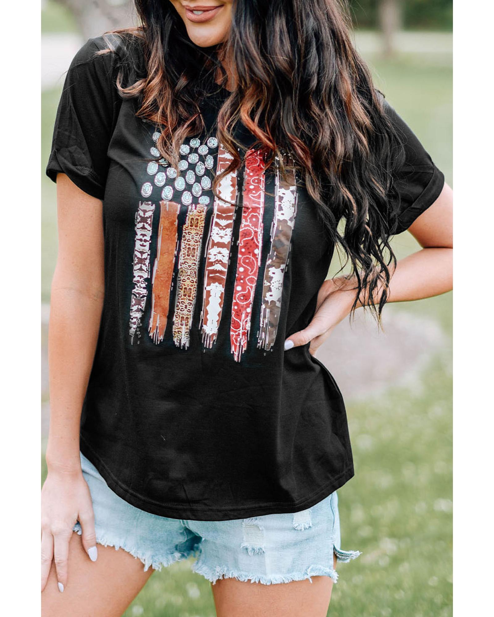 Azura Exchange American Flag Print Short Sleeve Graphic Tee - 2XL Main image