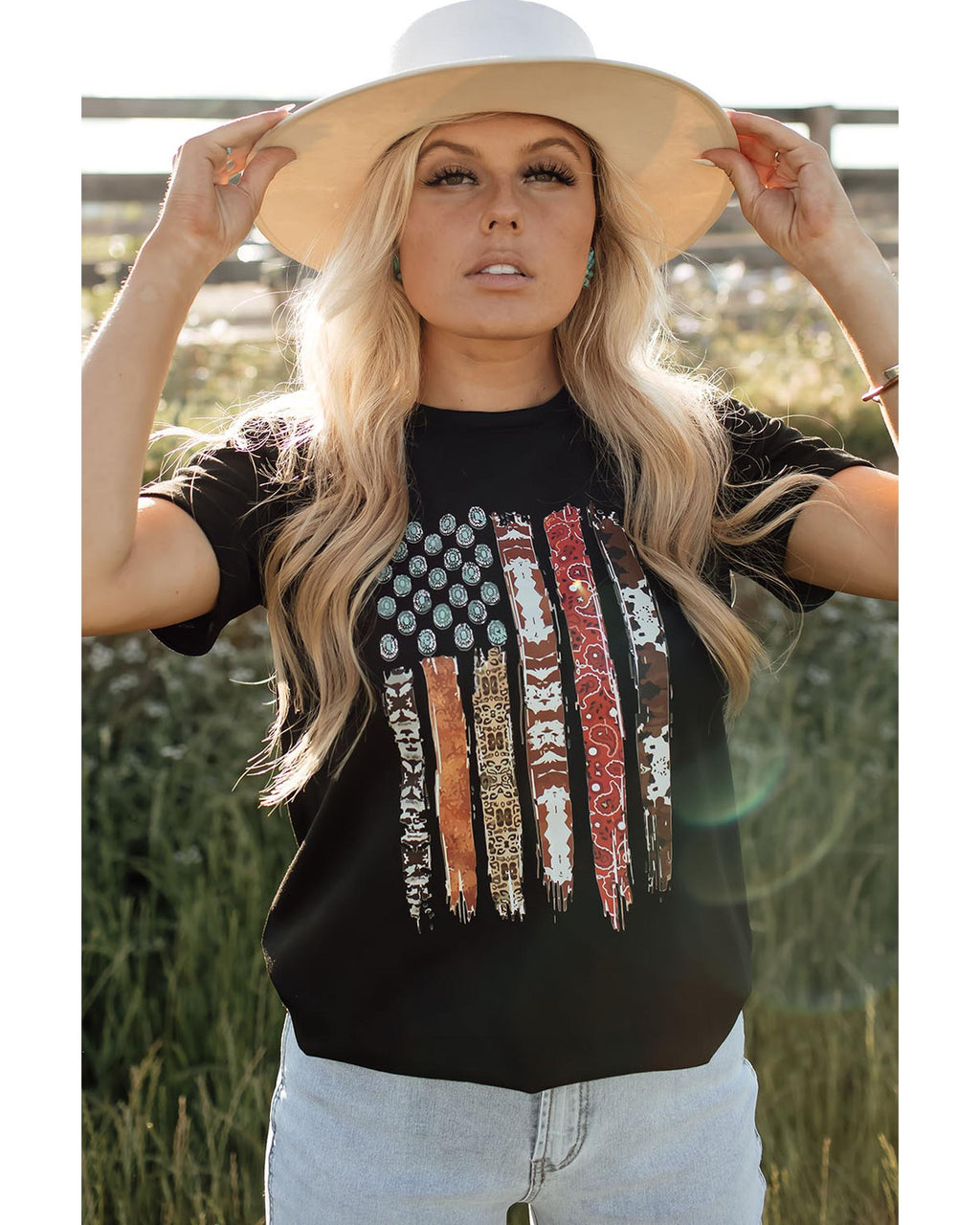 Azura Exchange American Flag Print Short Sleeve Graphic Tee - L
