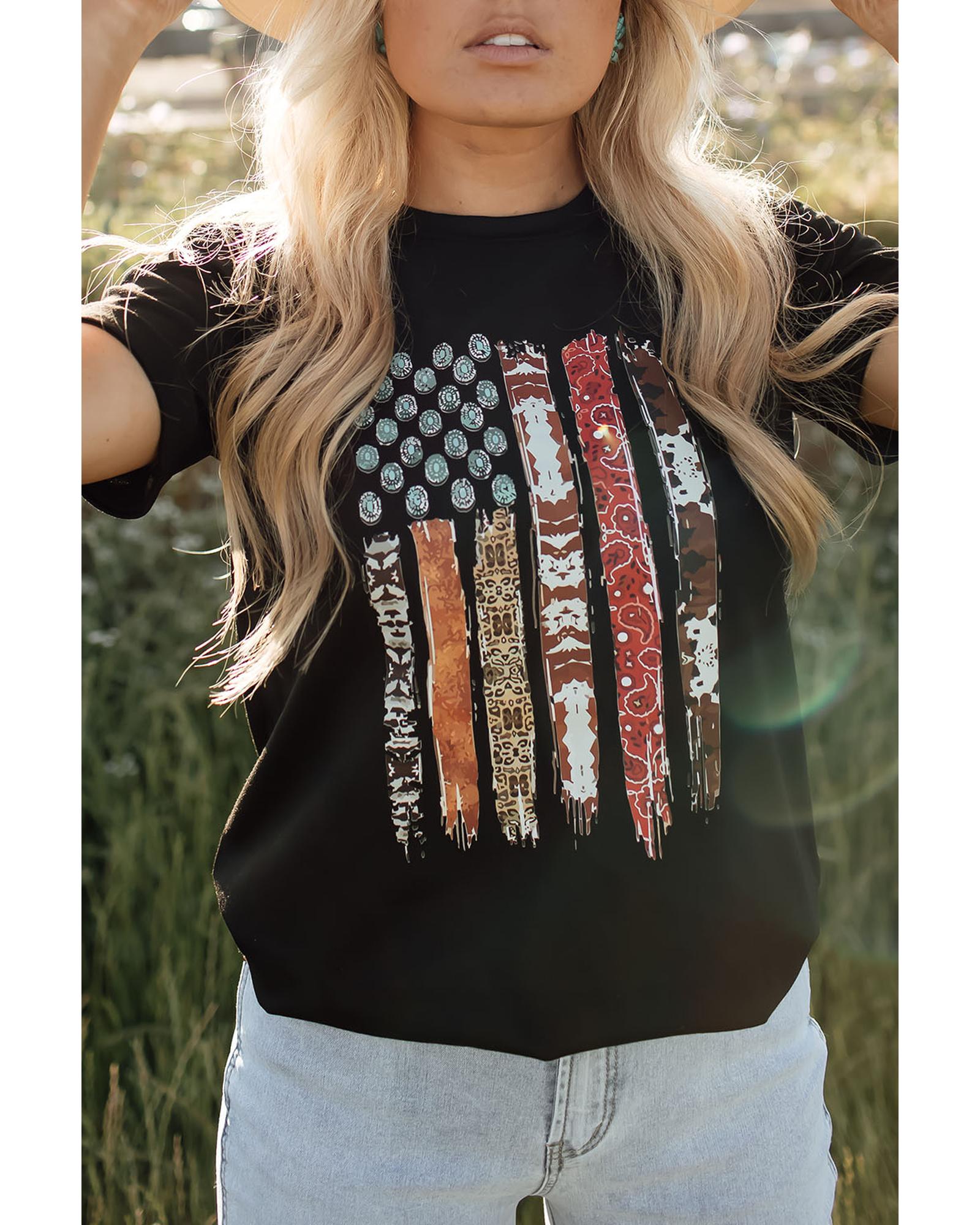 Azura Exchange American Flag Print Short Sleeve Graphic Tee - S Main image