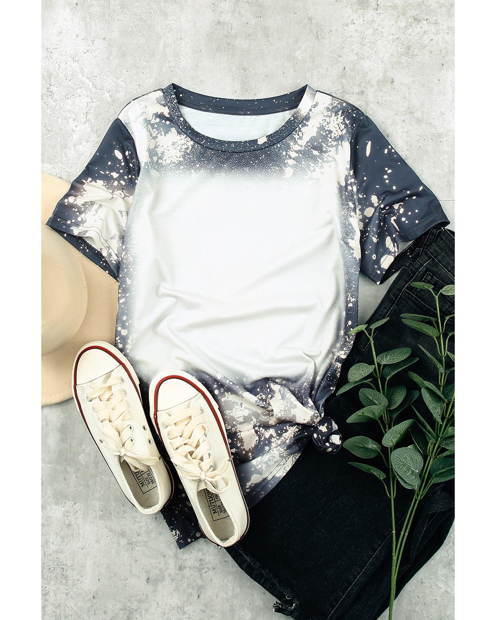 Azura Exchange Tie Dye Bleached Round Neck Short Sleeve T-shirt - M Secondary image