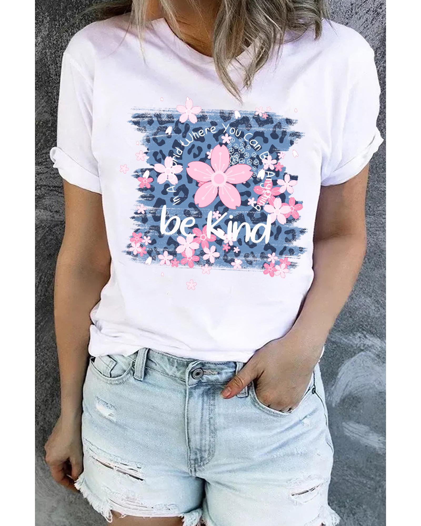 Azura Exchange Cherry Blossoms Leopard Print T-Shirt - L Secondary image