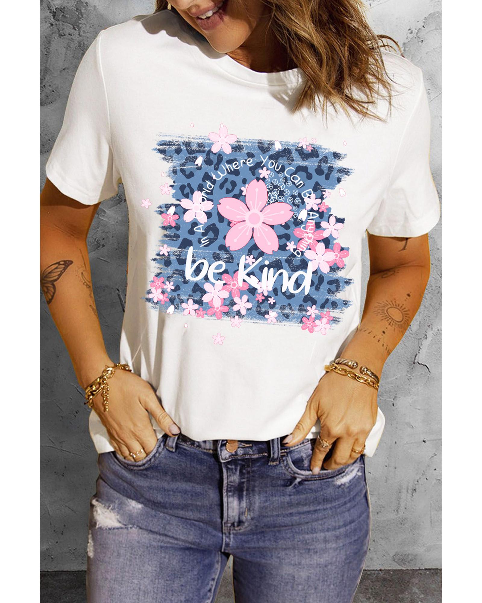 Azura Exchange Cherry Blossoms Leopard Print T-Shirt - XL Main image