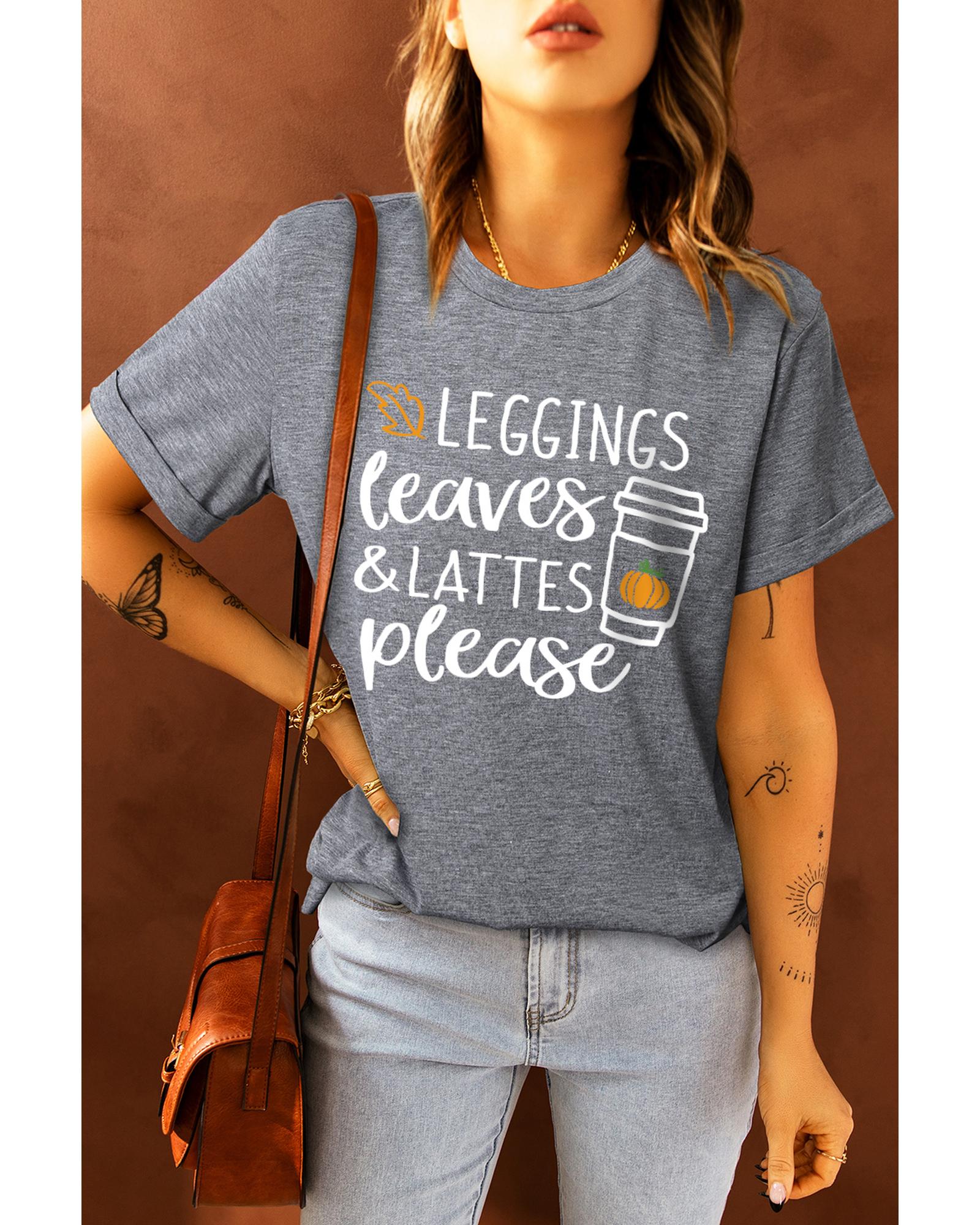 Azura Exchange Leaves and Lattes Please Graphic Tee - M Secondary image