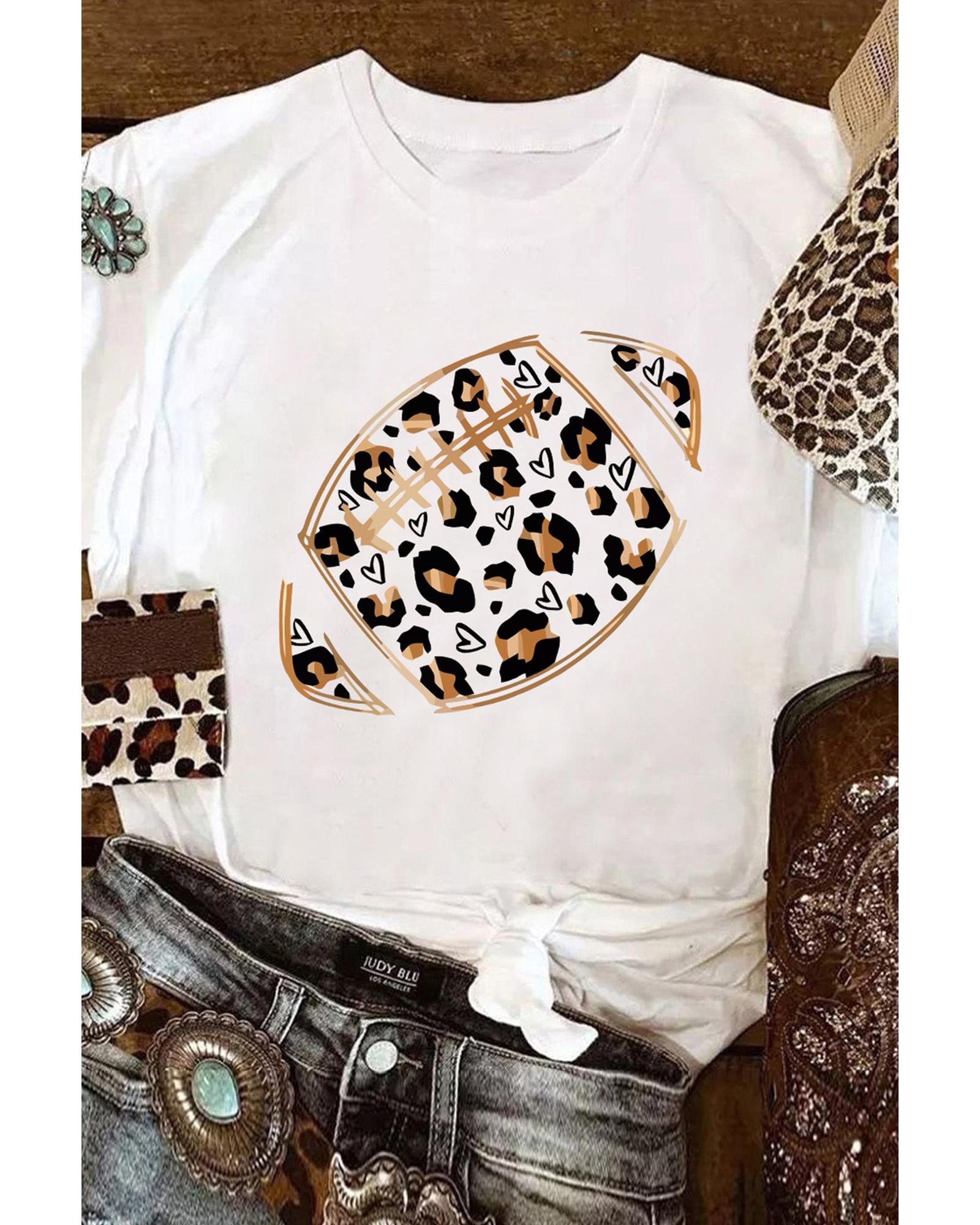 Azura Exchange Leopard Heart Shape Rugby Print T-Shirt - L Main image