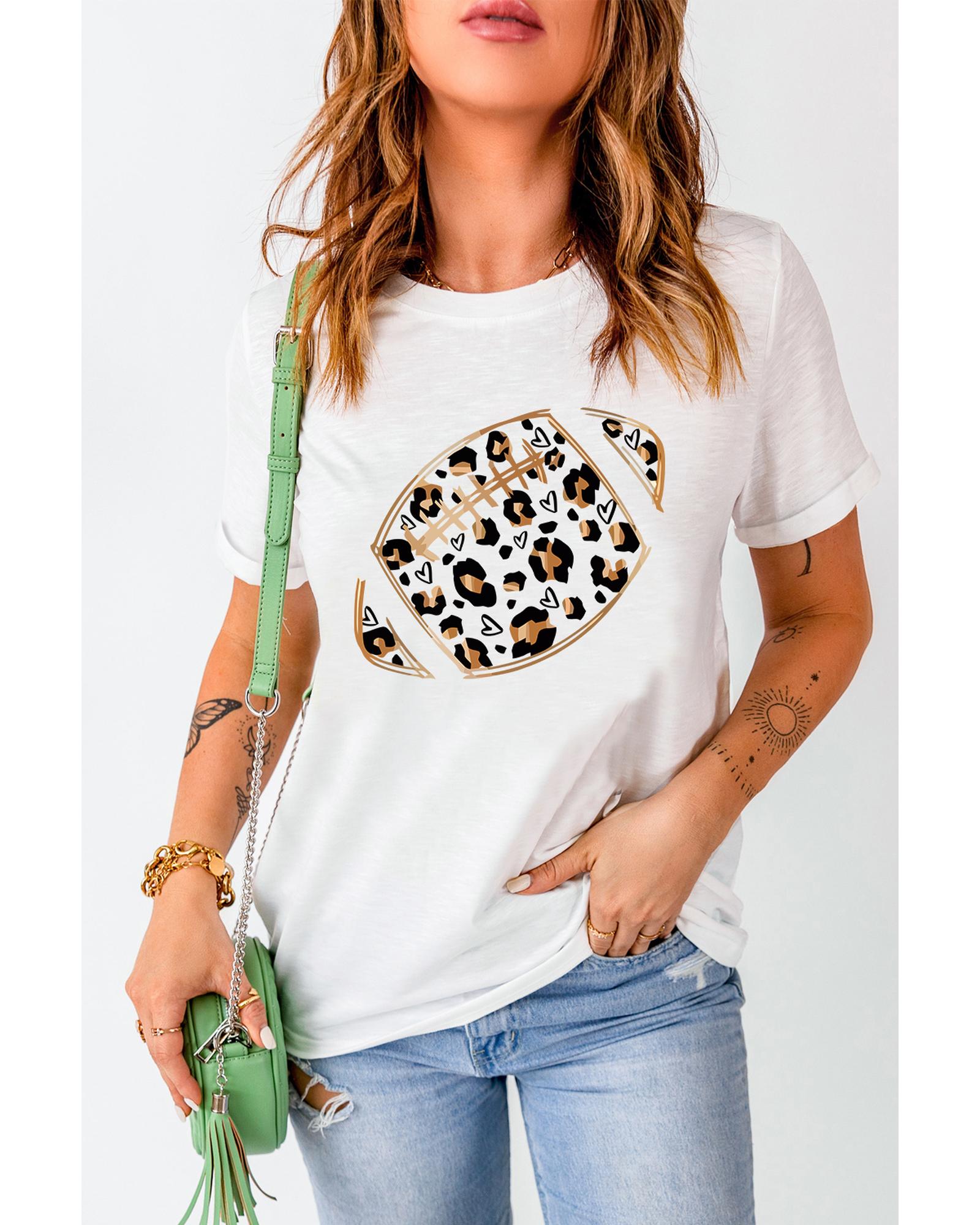 Azura Exchange Leopard Heart Shape Rugby Print T-Shirt - M Secondary image