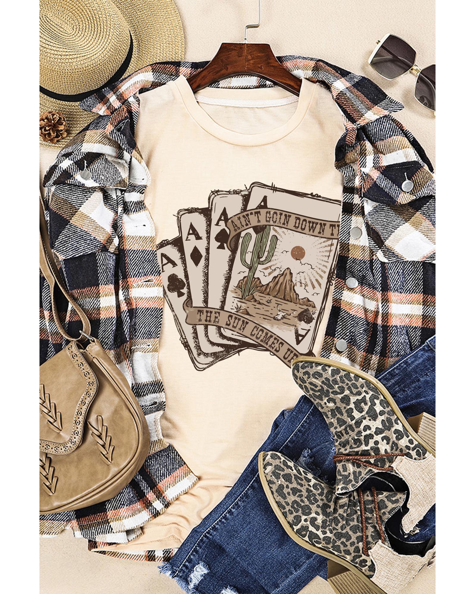 Azura Exchange Western Poker Cards Graphic Print T-Shirt - S Secondary image