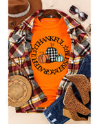 Azura Exchange Thankful Blessed Grateful Pumpkin Print T-Shirt - S