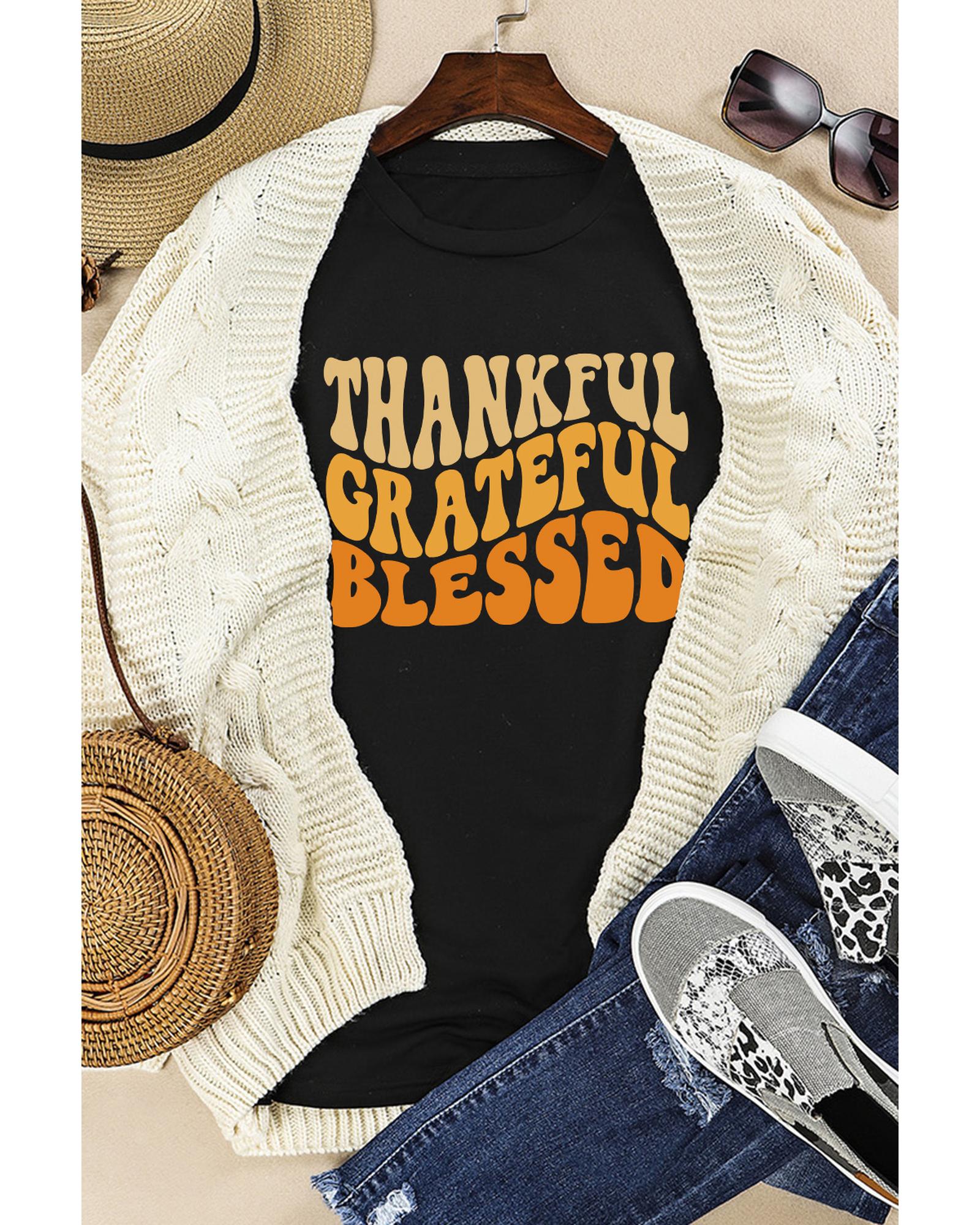 Azura Exchange Thankful Grateful Blessed Graphic Tee - L Secondary image