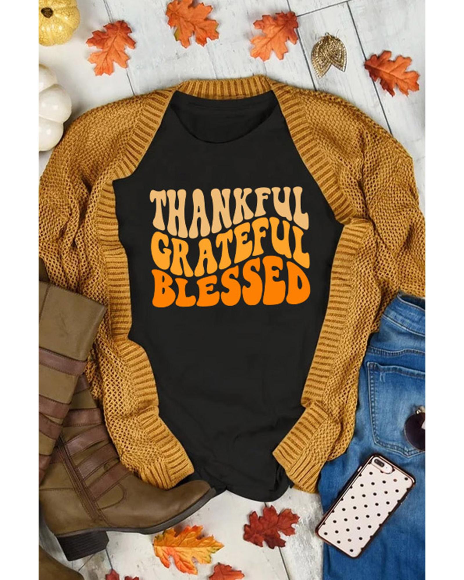 Azura Exchange Thankful Grateful Blessed Graphic Tee - S Main image