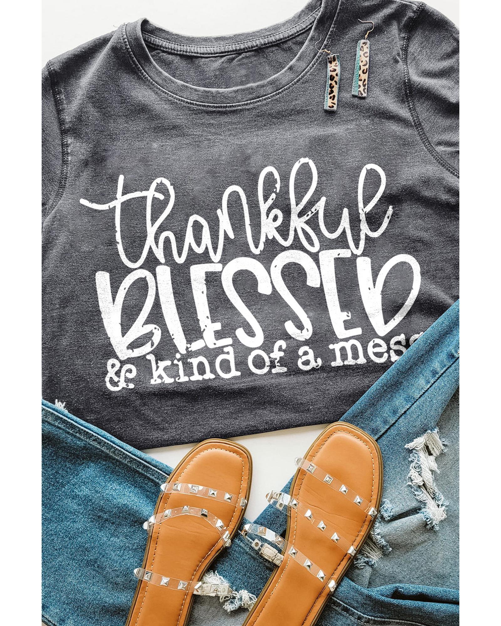 Azura Exchange BLESSED Graphic Print Crew Neck T-Shirt - S Main image