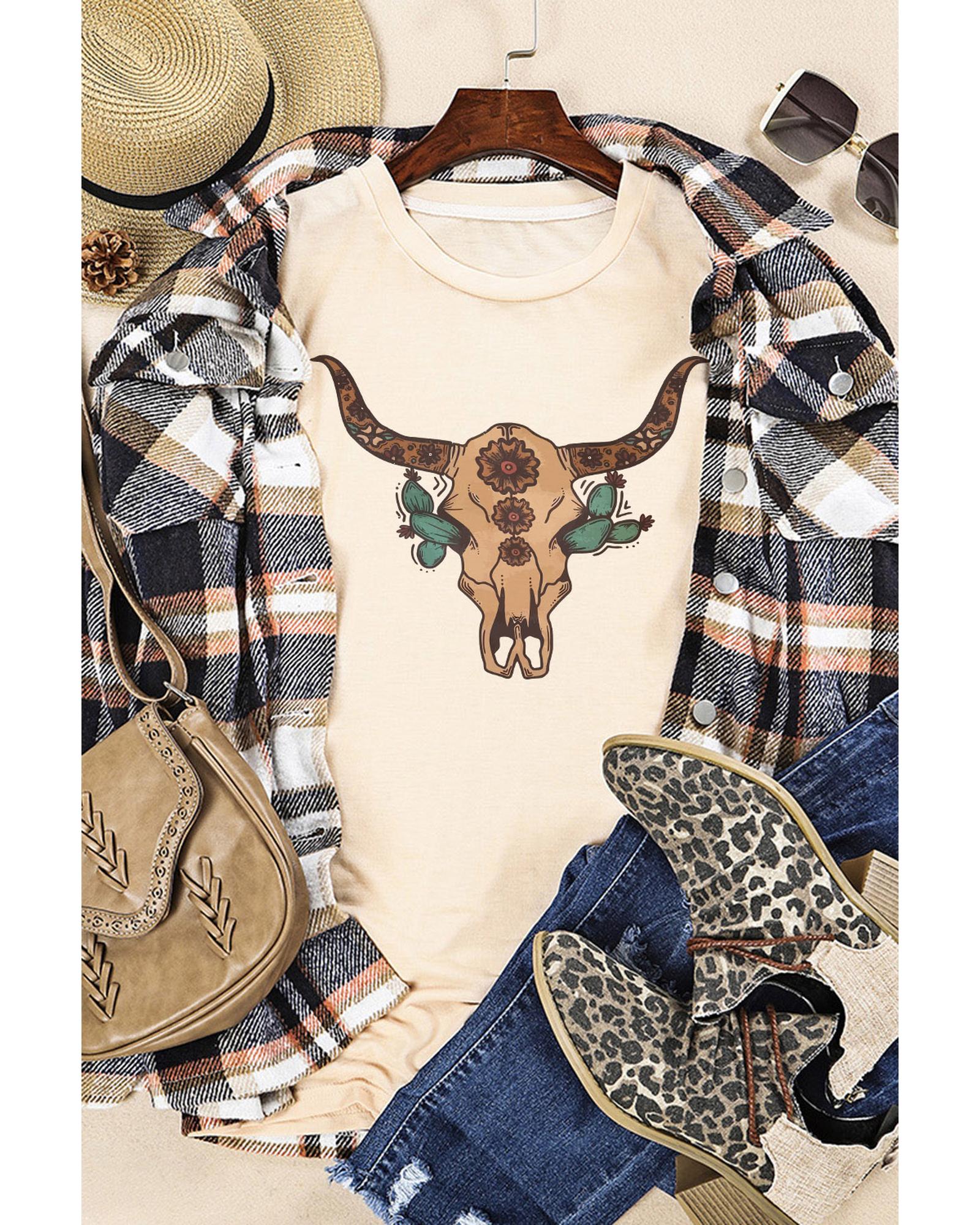 Azura Exchange Western Steer Skull Graphic Print T-Shirt - 2XL Secondary image