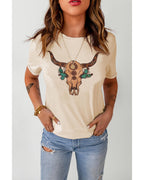 Azura Exchange Western Steer Skull Graphic Print T-Shirt - M