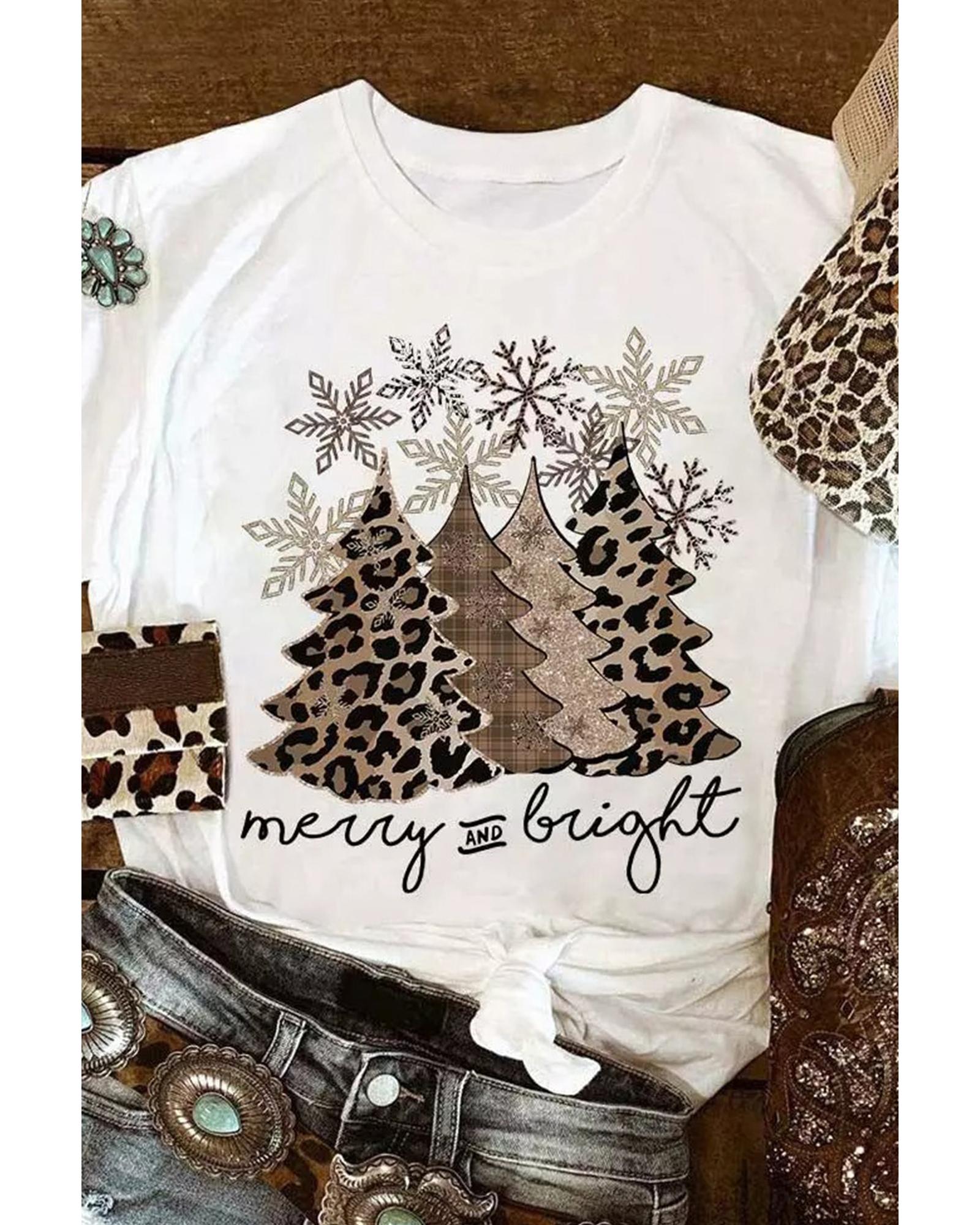 Azura Exchange Leopard Christmas Tree Graphic Print T-Shirt - L Main image
