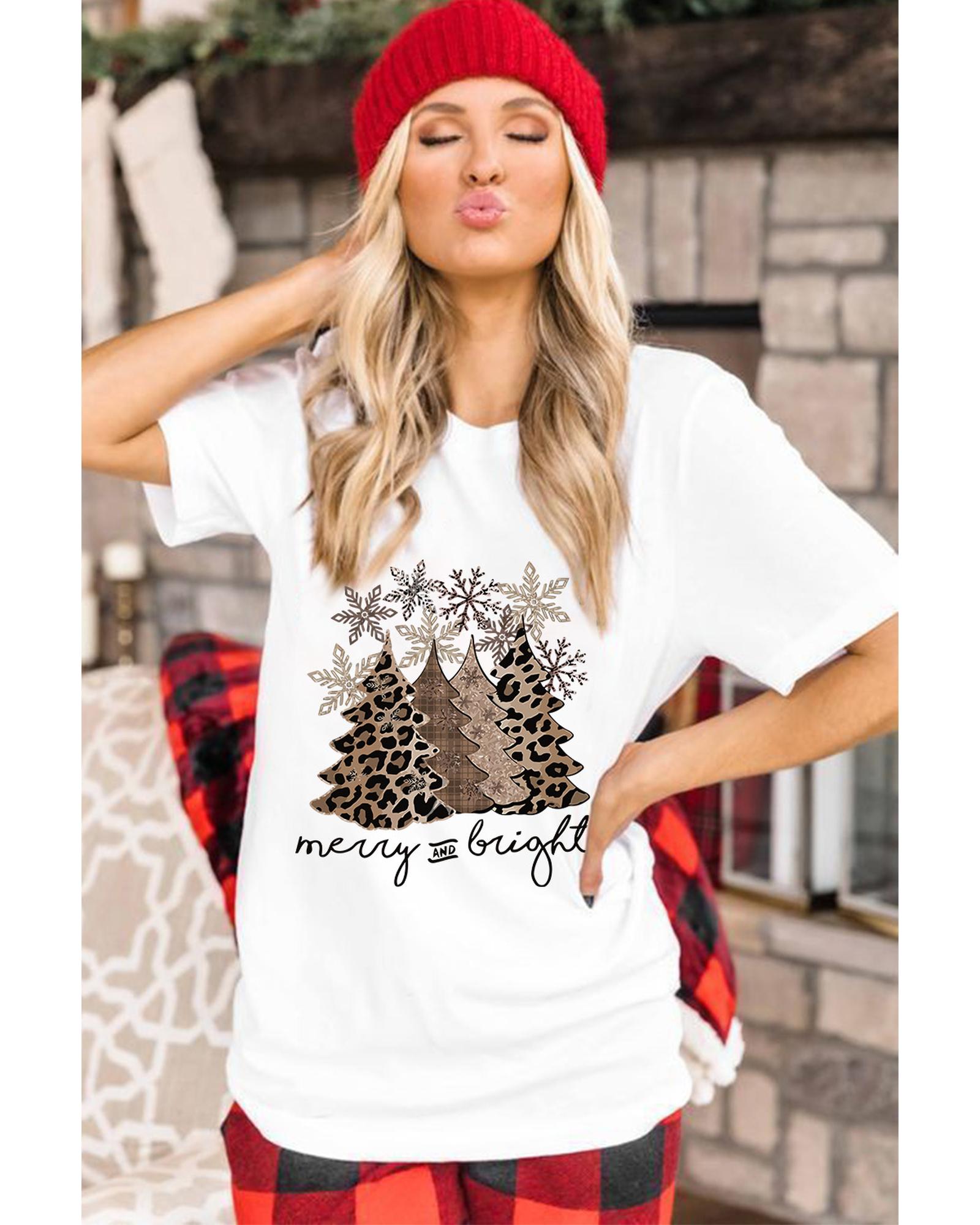 Azura Exchange Leopard Christmas Tree Graphic Print T-Shirt - M Secondary image