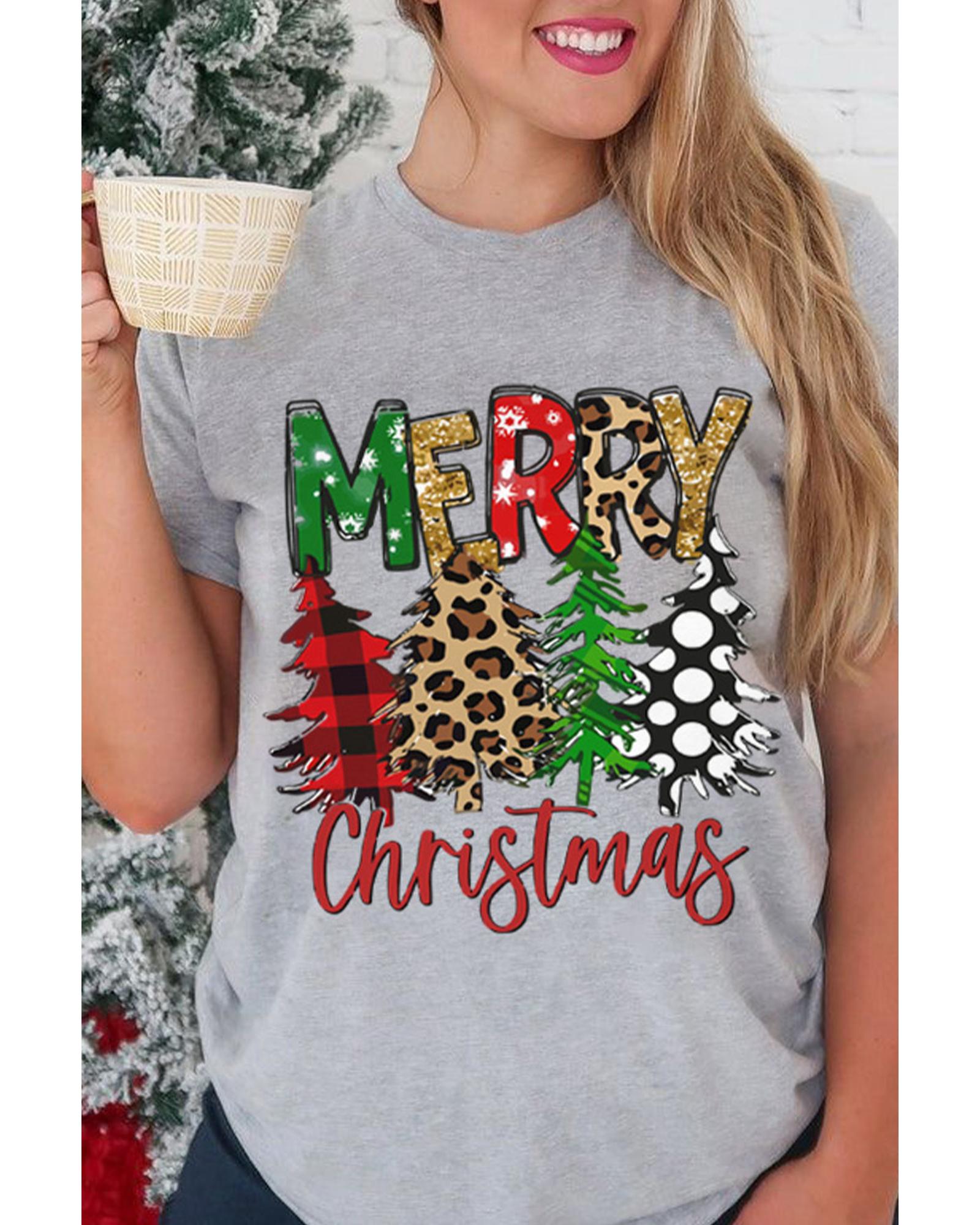 Azura Exchange Christmas Tree Pattern Crew Neck Graphic Tee - XL Main image