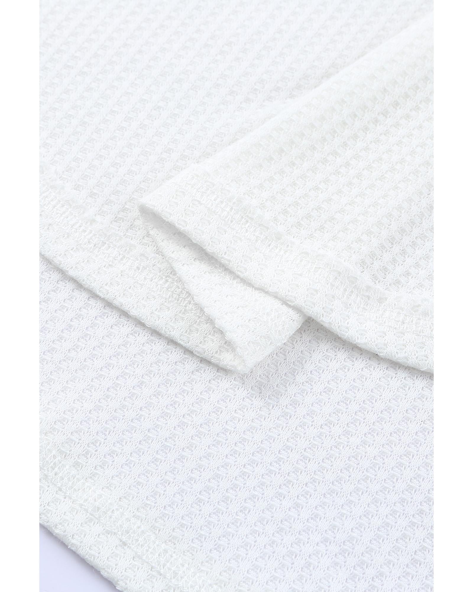 Azura Exchange Drop Shoulder Waffle Knit Top - S