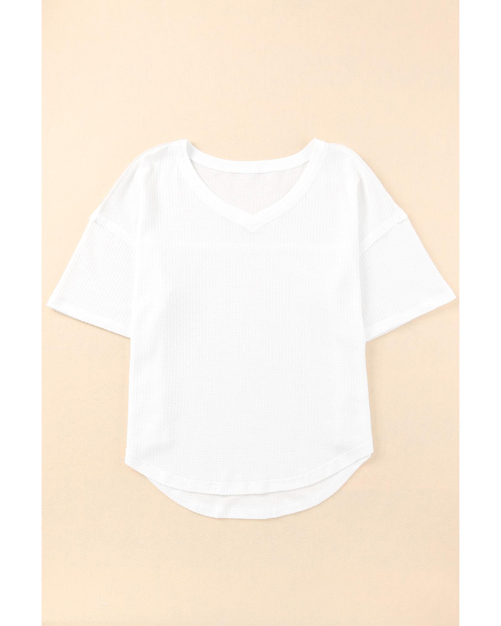 Azura Exchange Drop Shoulder Waffle Knit Top - S