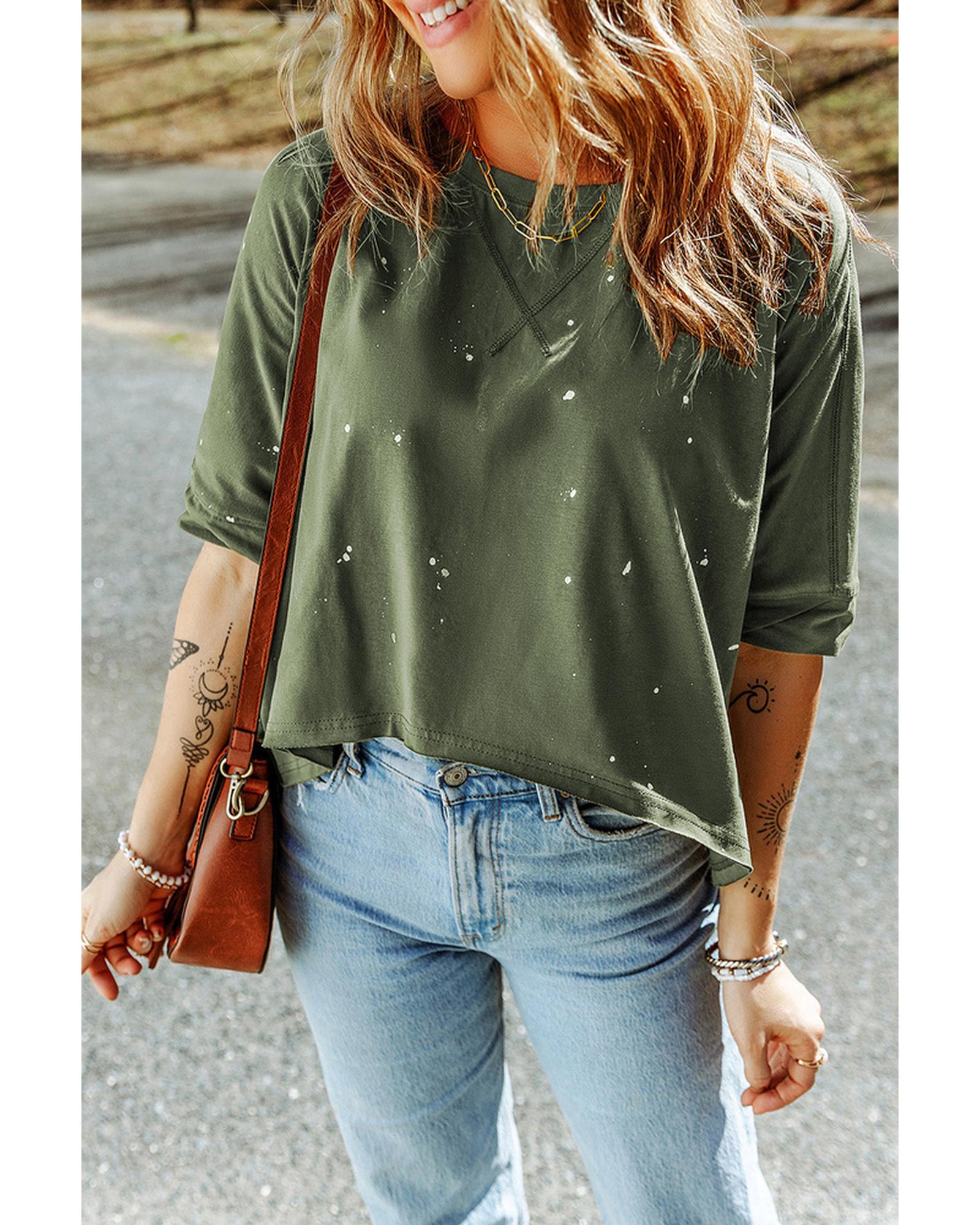 Azura Exchange Bleached Distressed Asymmetric Hem Top - L Main image