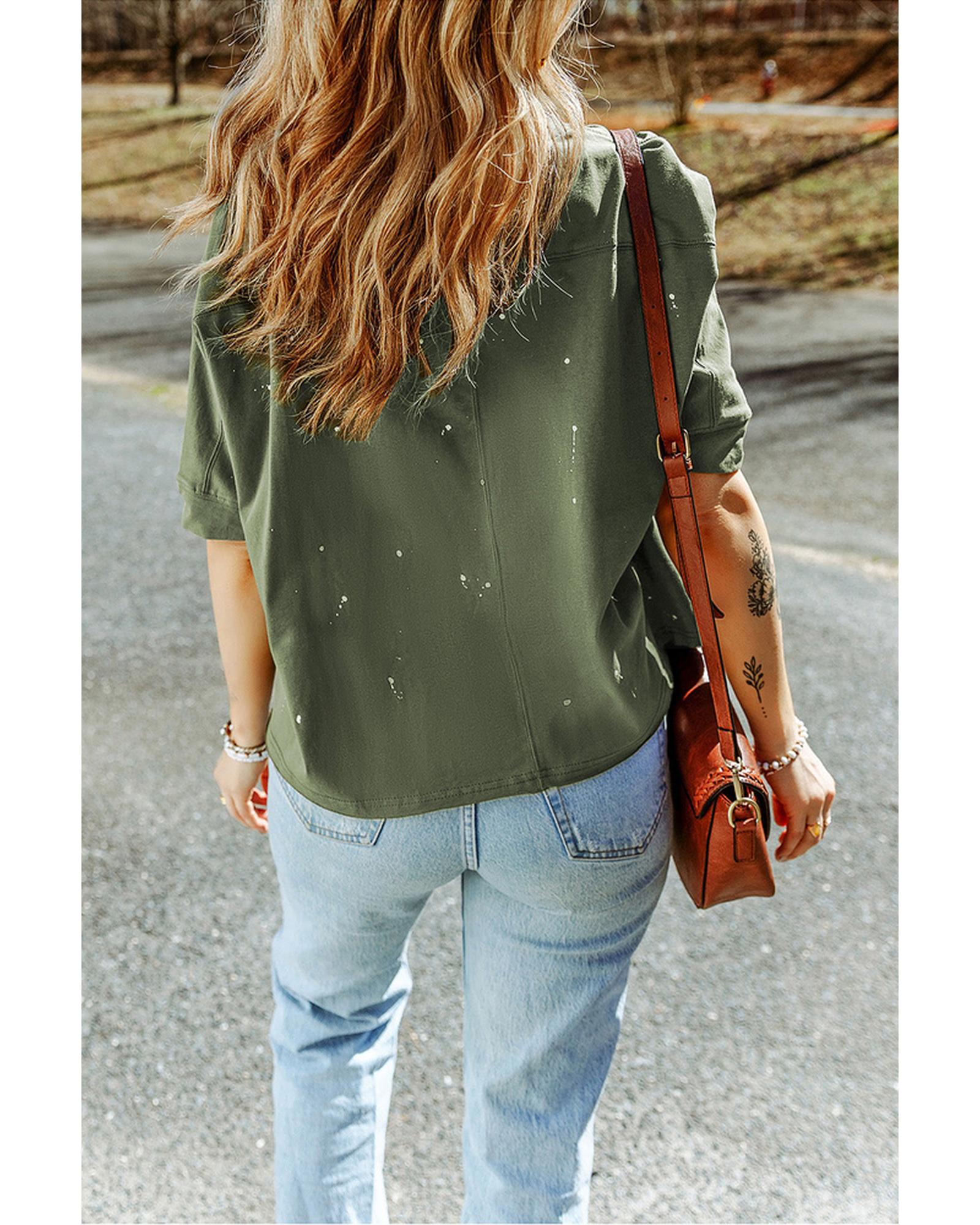 Azura Exchange Bleached Distressed Asymmetric Hem Top - L Secondary image