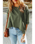 Azura Exchange Bleached Distressed Asymmetric Hem Top - M