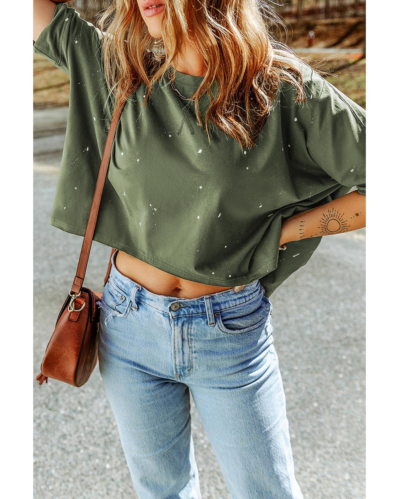 Azura Exchange Bleached Distressed Asymmetric Hem Top - M