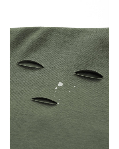 Azura Exchange Bleached Distressed Asymmetric Hem Top - S