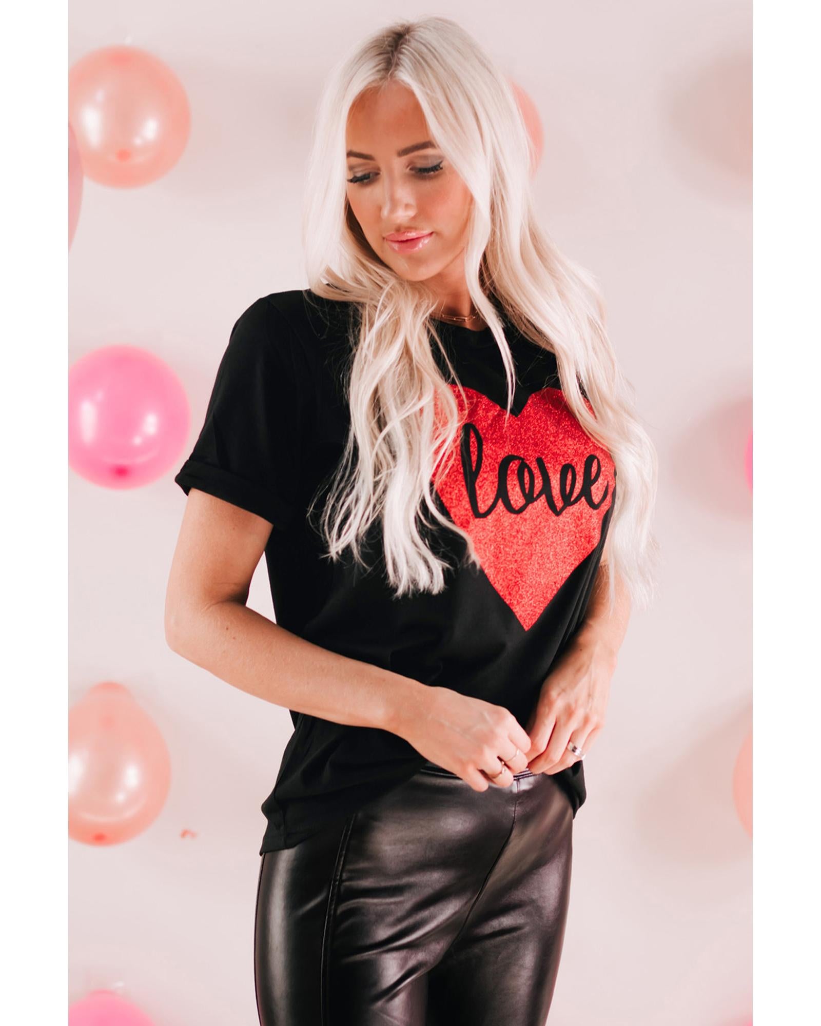 Azura Exchange Heart Shaped Glitter Print T-Shirt - 2XL Main image