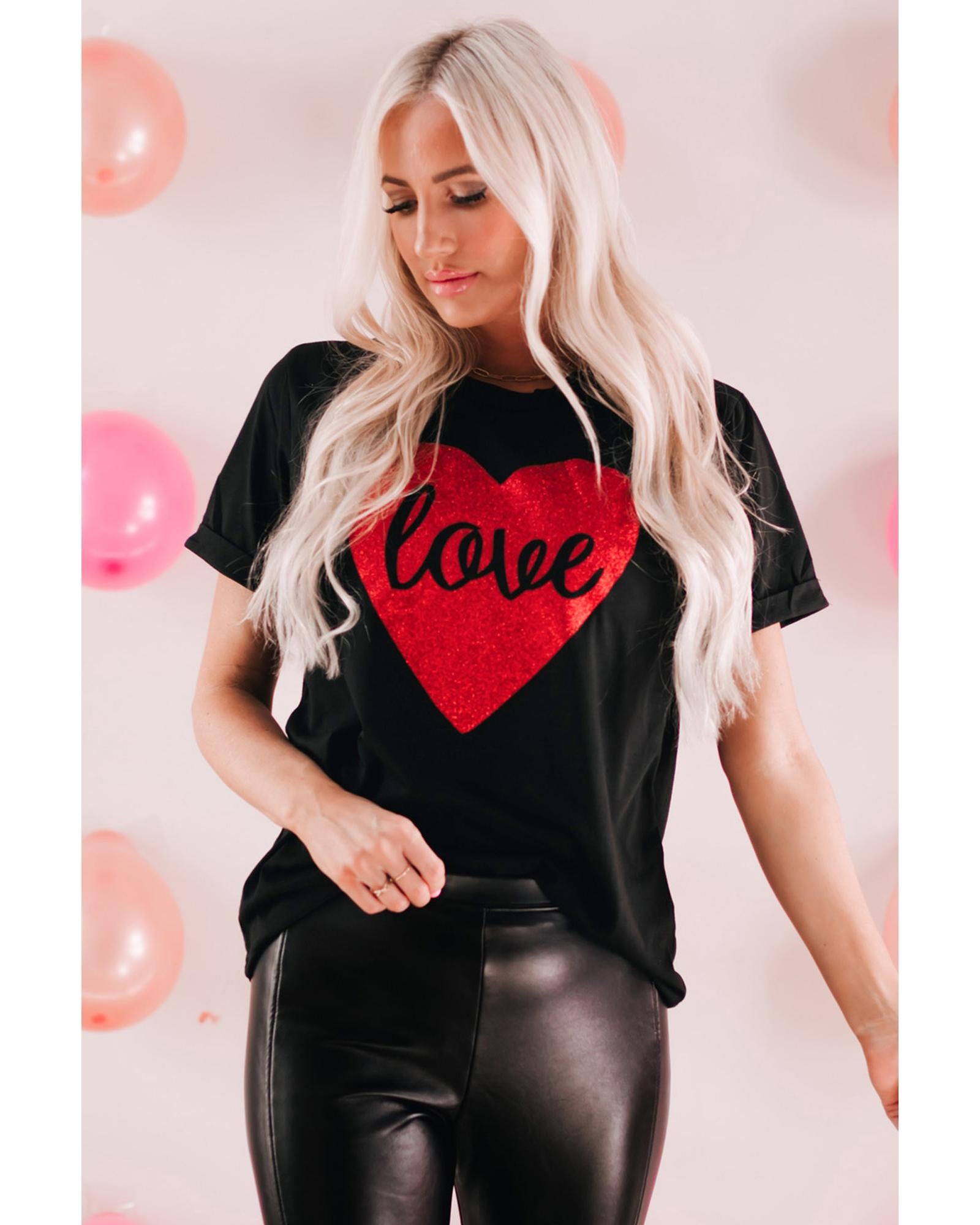 Azura Exchange Heart Shaped Glitter Print T-Shirt - 2XL Secondary image