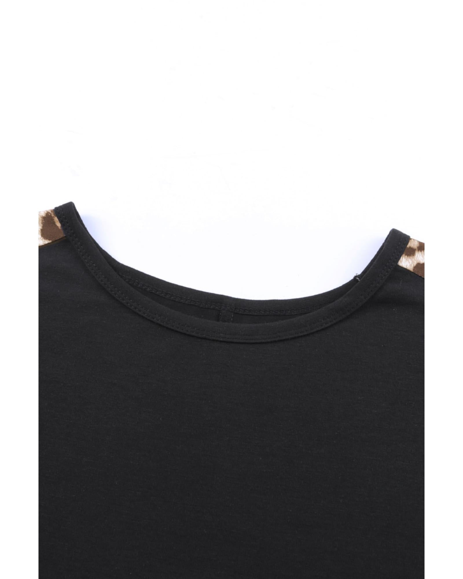 Azura Exchange Leopard Splicing Short Sleeve T-Shirt - M Secondary image