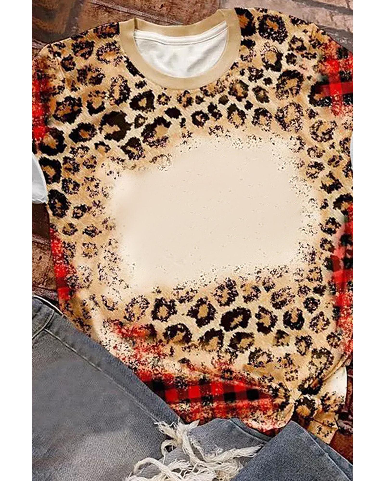 Azura Exchange Leopard Print Short Sleeve T-Shirt - M Secondary image