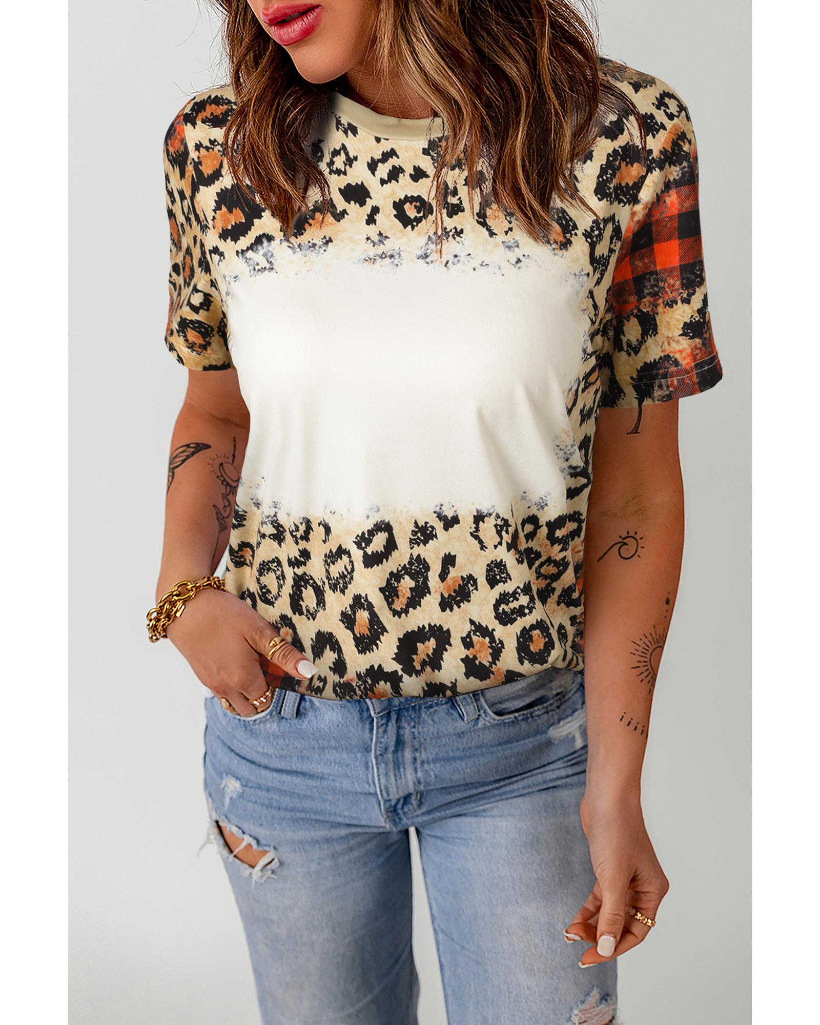 Azura Exchange Leopard Print Short Sleeve T-Shirt - M