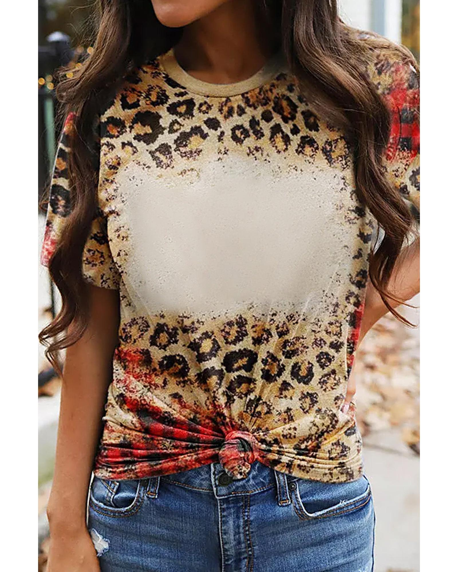 Azura Exchange Leopard Print Short Sleeve T-Shirt - S Main image