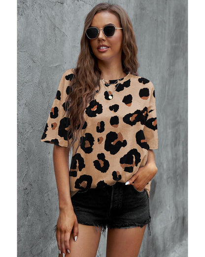 Azura Exchange Leopard Print Loose T-Shirt - M