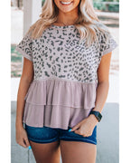Azura Exchange Leopard Tiered Ruffle Top - M