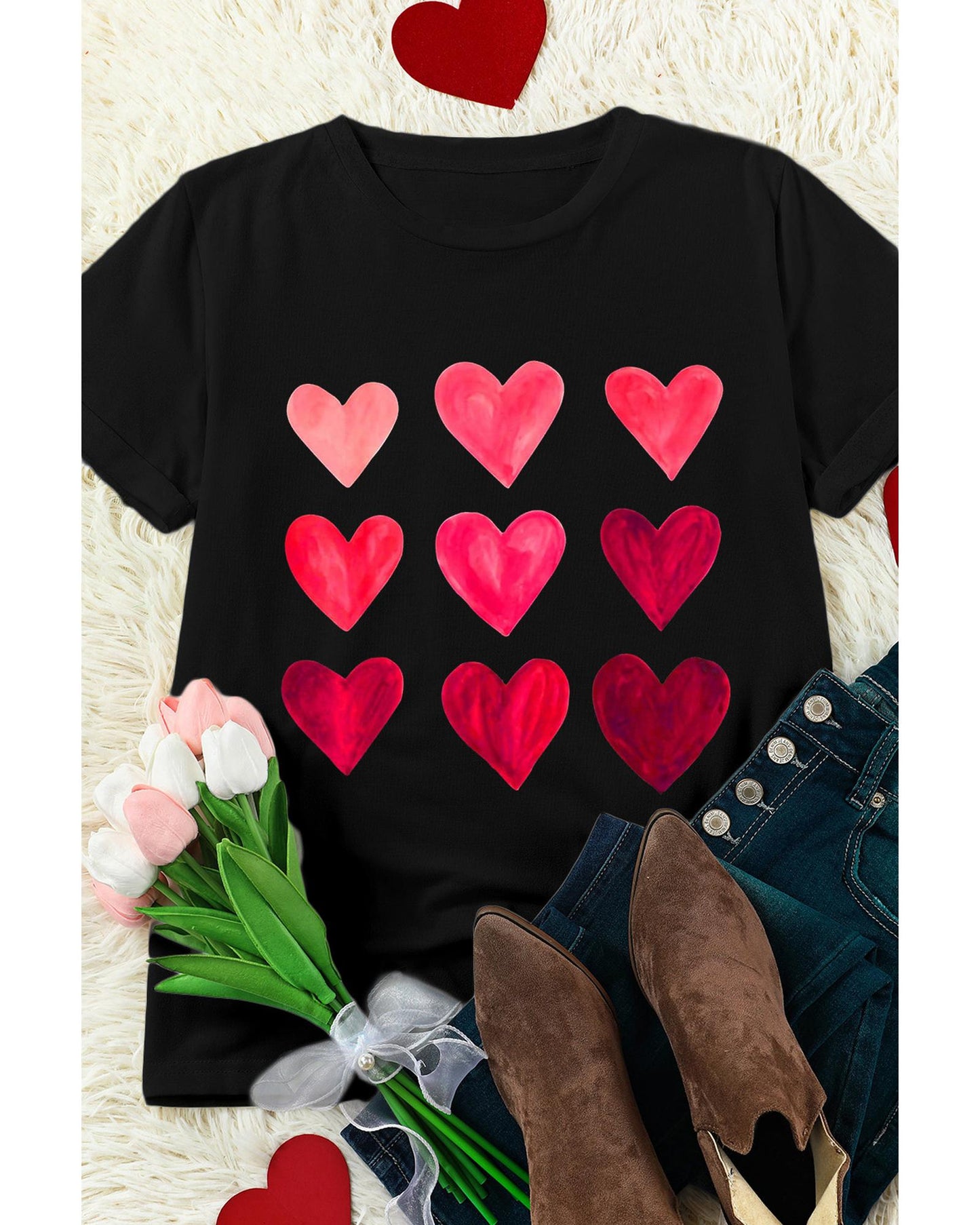 Azura Exchange Heart Graphic Tee for Valentines Day - L