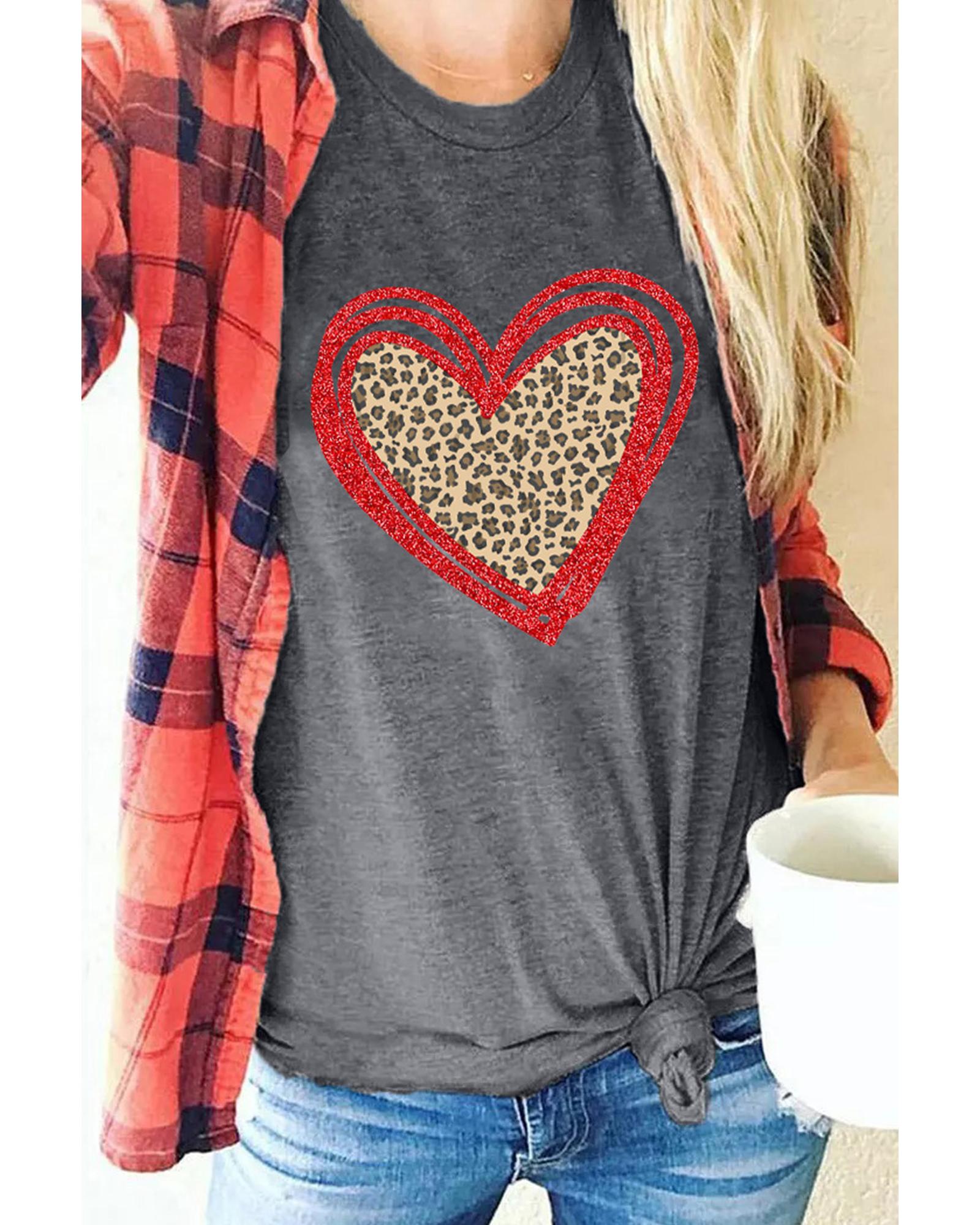 Azura Exchange Leopard Heart Graphic T-shirt - 2XL Main image