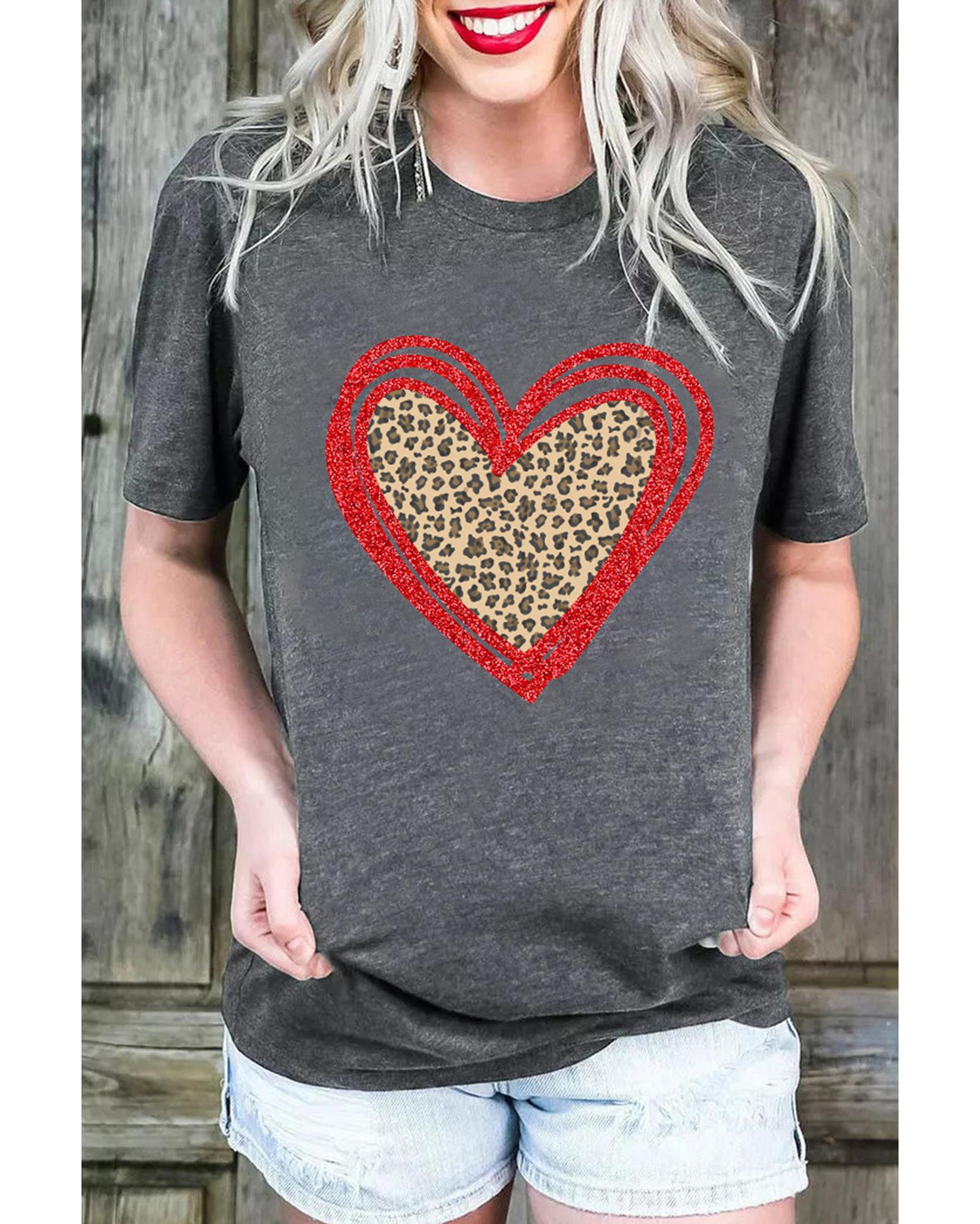 Azura Exchange Leopard Heart Graphic T-shirt - 2XL Secondary image