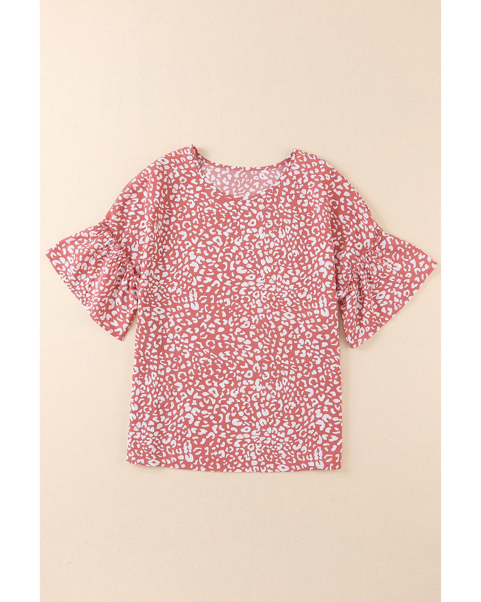 Azura Exchange Leopard Ruffle Sleeve T-Shirt - M Secondary image
